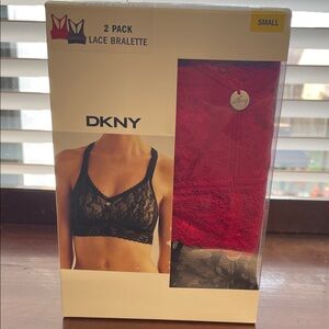 DKNY Lace Bralette 2-Pack - Black and Red